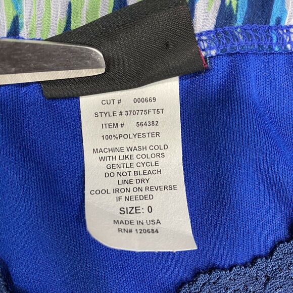 Torrid Bubble Tank Top Sz 0 (Large) Womens Navy Blue Green Elastic Waist Lace - Picture 6 of 7